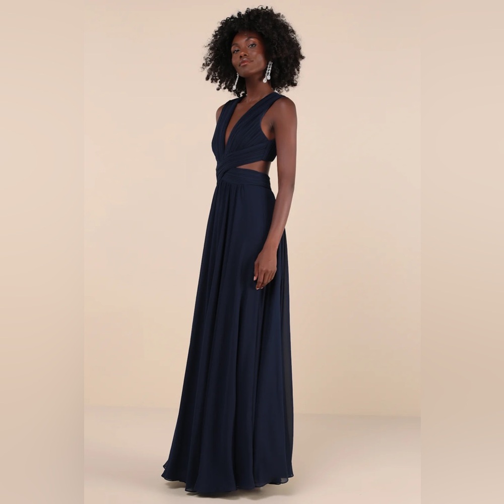 Lulus Vivid Imagination Navy Blue Cutout Maxi Dress
